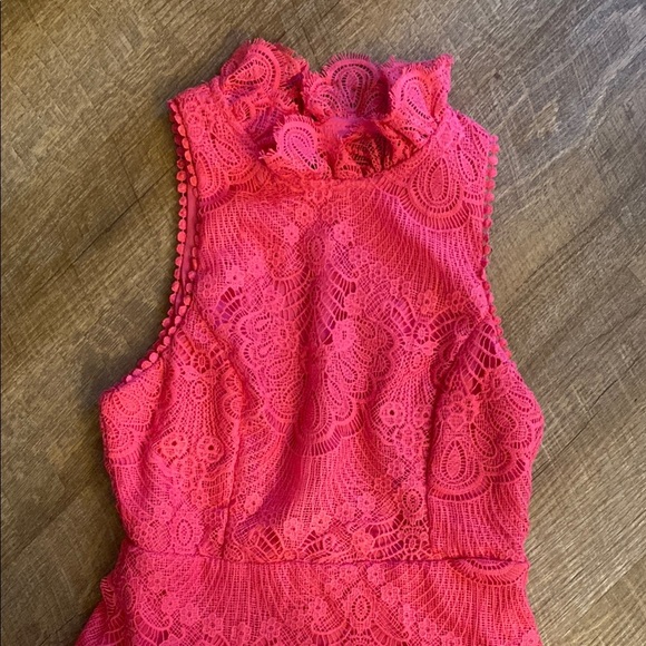 NWT Do+Be Pink Lace High Neck Open Back Dress Size M - Picture 5 of 11